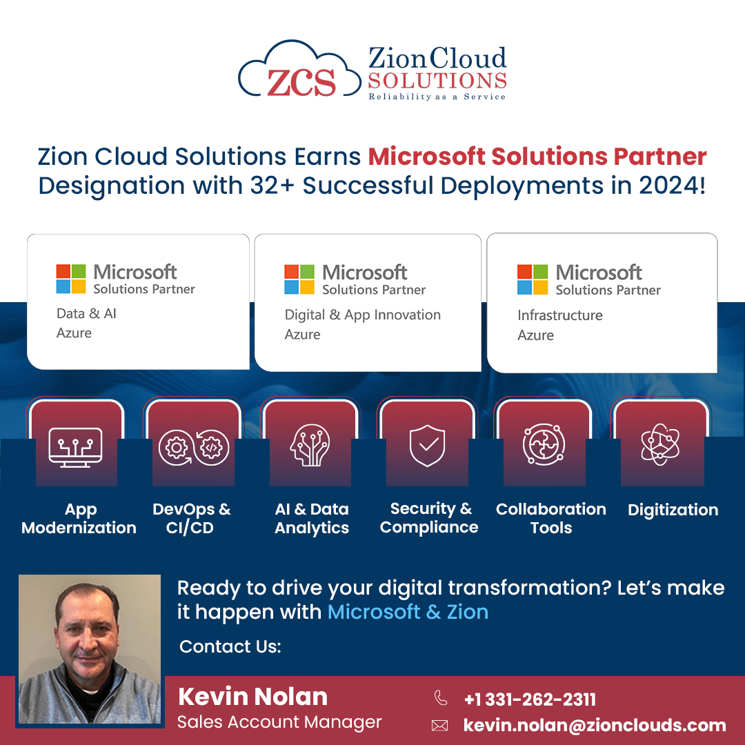 Zion Cloud Solutions Earns Microsoft Solutions Partner Designation in Data & AI, Digital & App Innovation, and Azure Infrastructure